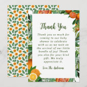Carte de remerciements de Baby shower orange doux (Devant / Derrière)