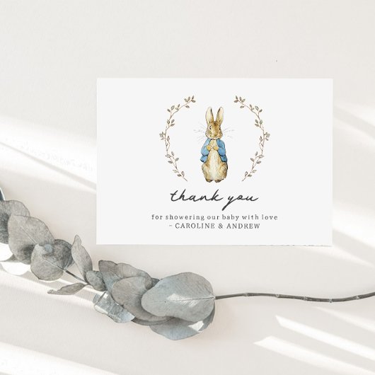 Carte de remerciements de Baby shower Peter Rabbit