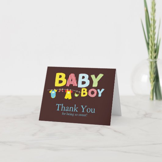 Carte de remerciements de Baby shower pour bébé (Devant)