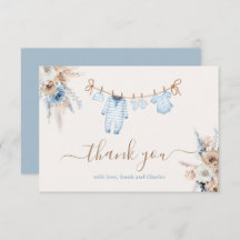 Carte de remerciements de Baby shower pour bébé ga