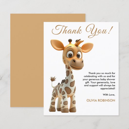 Carte de remerciements de Baby shower pour bébé Gi (Devant / Derrière)