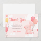 Carte de remerciements de Baby shower pour fille o (Devant / Derrière)