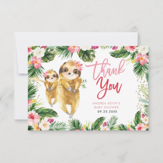 Carte de remerciements de Baby shower pour fille t (Devant)