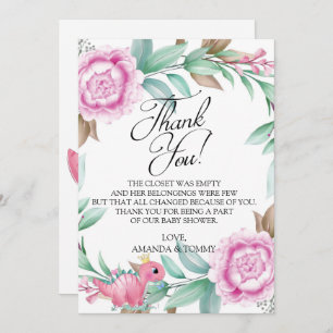 Carte de remerciements de Baby shower Princess Pin