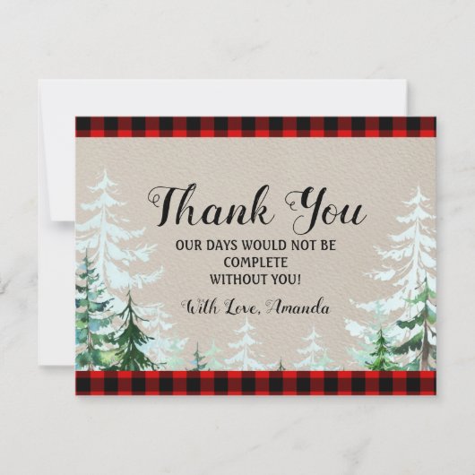 Carte de remerciements de Baby shower Red Plaid (Devant)