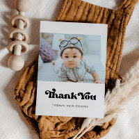 Carte de remerciements de Baby shower rétro élégan