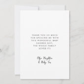 Carte de remerciements de Baby shower rétro élégan (Dos)