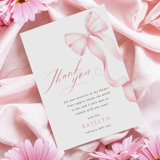 Carte de remerciements de Baby shower rose