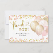 Carte de remerciements de Baby shower rose bleu ba (Devant)
