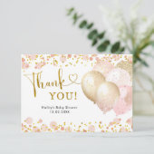 Carte de remerciements de Baby shower rose bleu ba (Debout devant)