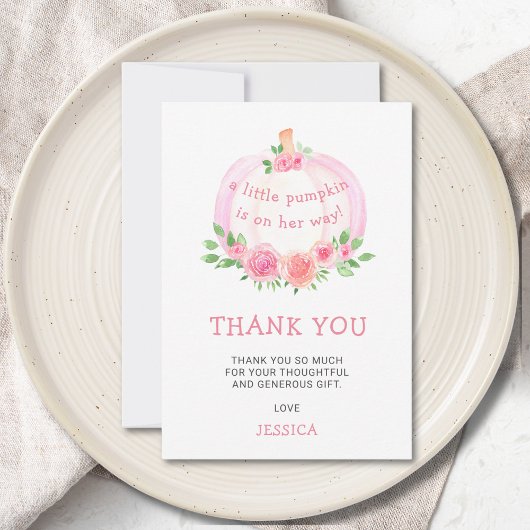 Carte de remerciements de Baby shower rose Citroui