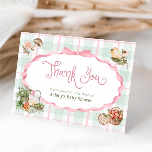 Carte de remerciements de Baby shower rose du marc