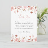 Carte de remerciements de Baby shower rose floral  (Debout devant)