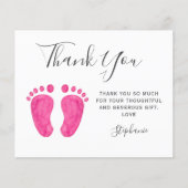 Carte de remerciements de Baby shower rose pour bé (Devant)