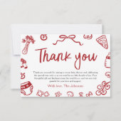 Carte de remerciements de Baby shower rouge italie (Devant)
