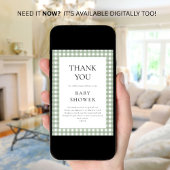 Carte de remerciements de Baby shower Sage Green E