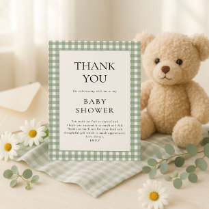 Carte de remerciements de Baby shower Sage Green E