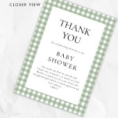 Carte de remerciements de Baby shower Sage Green E