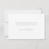 Carte de remerciements de Baby shower Sage Toile (Dos)