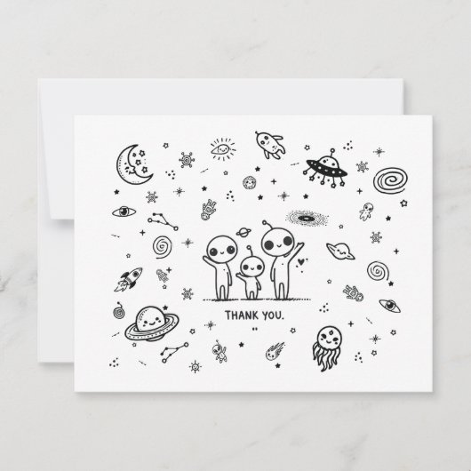 Carte de remerciements de Baby shower spatial Alie (Devant)