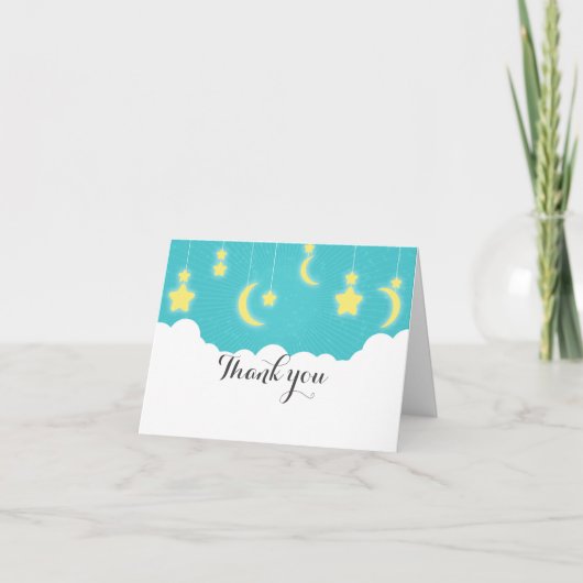 Carte de remerciements de Baby shower Stars Moon & (Devant)