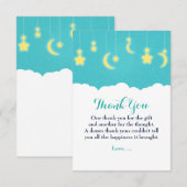 Carte de remerciements de Baby shower Stars Moon & (Devant / Derrière)