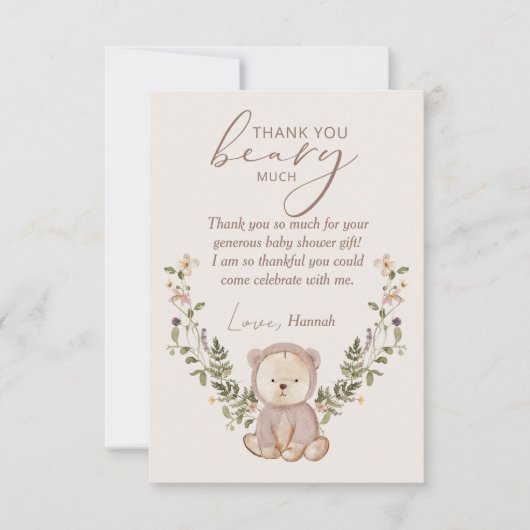 Carte de remerciements de Baby shower Teddy Bear (Devant)