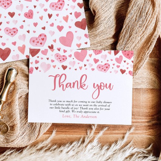 Carte de remerciements de Baby shower Valentine Sw