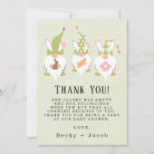 Carte de remerciements de Baby shower vert Gnomes  (Devant)