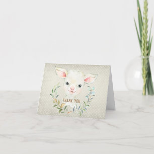 Carte de remerciements de Baby shower Woolie Lambe