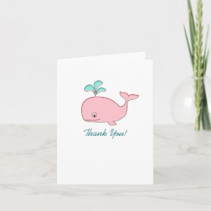 Carte de remerciements de baleine rose