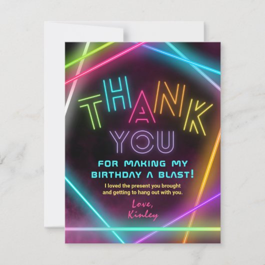 Carte de remerciements de balise laser | Fille Las (Devant)