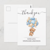 Carte de remerciements de ballon de l'ours en pelu (Devant / Derrière)