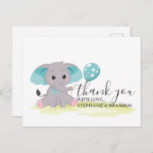 Carte de remerciements de ballons bleu éléphant (Devant / Derrière)