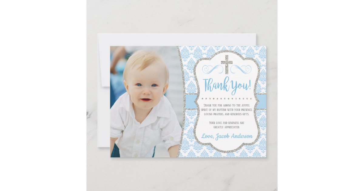 Carte de remerciements de baptême avec le baptême  Zazzle.be