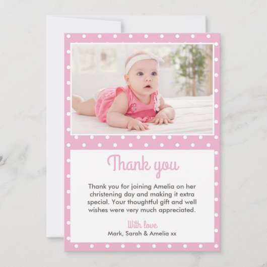 Carte de remerciements de baptême/baptême de (Devant)