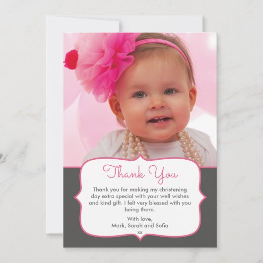 Carte de remerciements de baptême/baptême de fille (Devant)