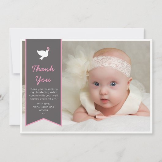 Carte de remerciements de baptême/baptême de fille (Devant)