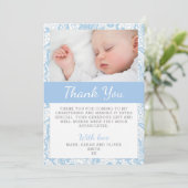 Carte de remerciements de baptême de bébé (Debout devant)