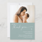 Carte de remerciements de Baptême de Script élégan (Devant)