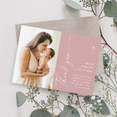 Carte de remerciements de Baptême de Script élégan