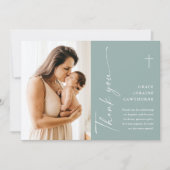 Carte de remerciements de Baptême de Script élégan (Devant)