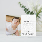 Carte de remerciements de Baptême de Script Modern (Debout devant)