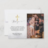 Carte de remerciements de baptême de script modern (Devant)