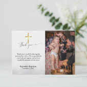 Carte de remerciements de baptême de script modern (Debout devant)