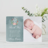 carte de remerciements de baptême floral marsala o (Debout devant)