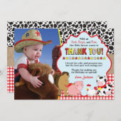 Carte de remerciements de basse-cour avec (Devant / Derrière)