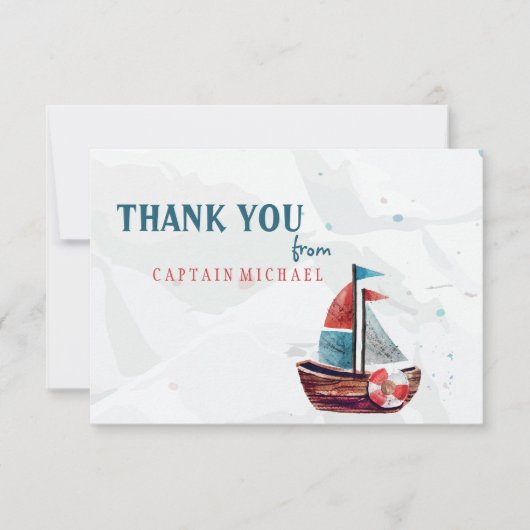 Carte de remerciements de bateau aquarelle (Devant)
