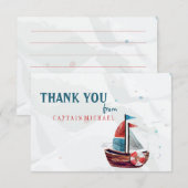 Carte de remerciements de bateau aquarelle (Devant / Derrière)