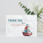 Carte de remerciements de bateau aquarelle (Debout devant)